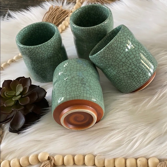 Other - Turquoise handmade crackled cups